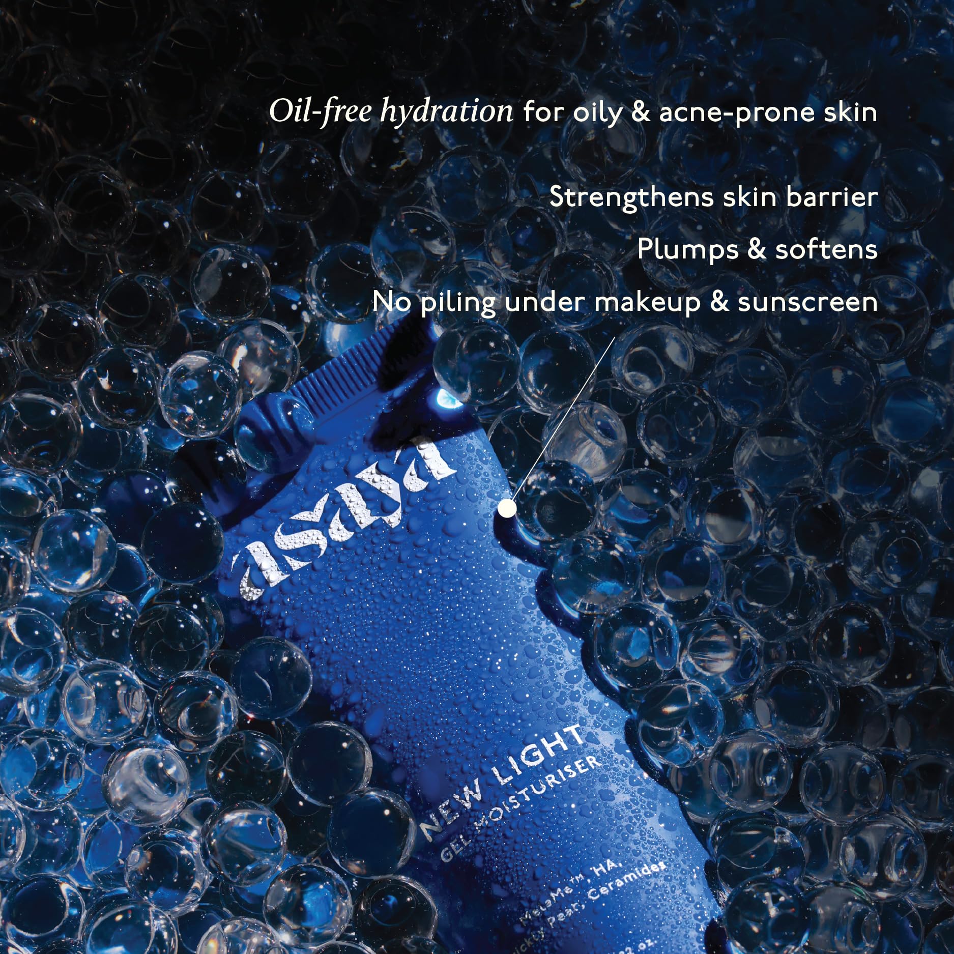 Asaya New Light Gel Face Moisturiser for Oily Skin with MelaMe™ to Visibly Fade Dark Spots| Reduces Dark Spots in 14 Days | Hyaluronic Acid & Ceramides | 80gm