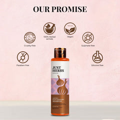 Just Herbs Ayurvedic Castor and Black Onion Seed Sulfate Free Shampoo | Reduce Hair fall | Natural Shampoo For Dry and Frizzy Hair - 200ml