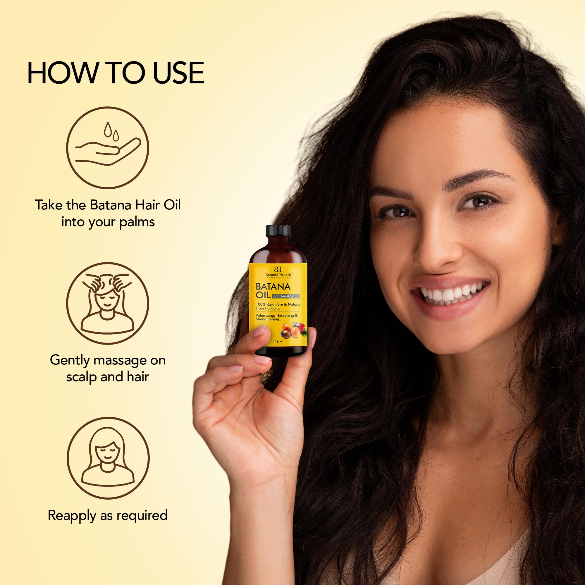 Botanic Hearth Raw Batana Oil for Hair Growth | 100% Pure & Unrefined | For Thicker, Stronger Hair - 118 ml