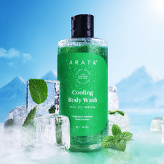 Arata Cooling & Exfoliating Body Wash with Menthol & Glycerine | Smooth & Hydrated Skin | Protects Skin Barrier | Body Wash for Women & Men | Paraben & Silicone-Free | For All Skin Types | 300ml