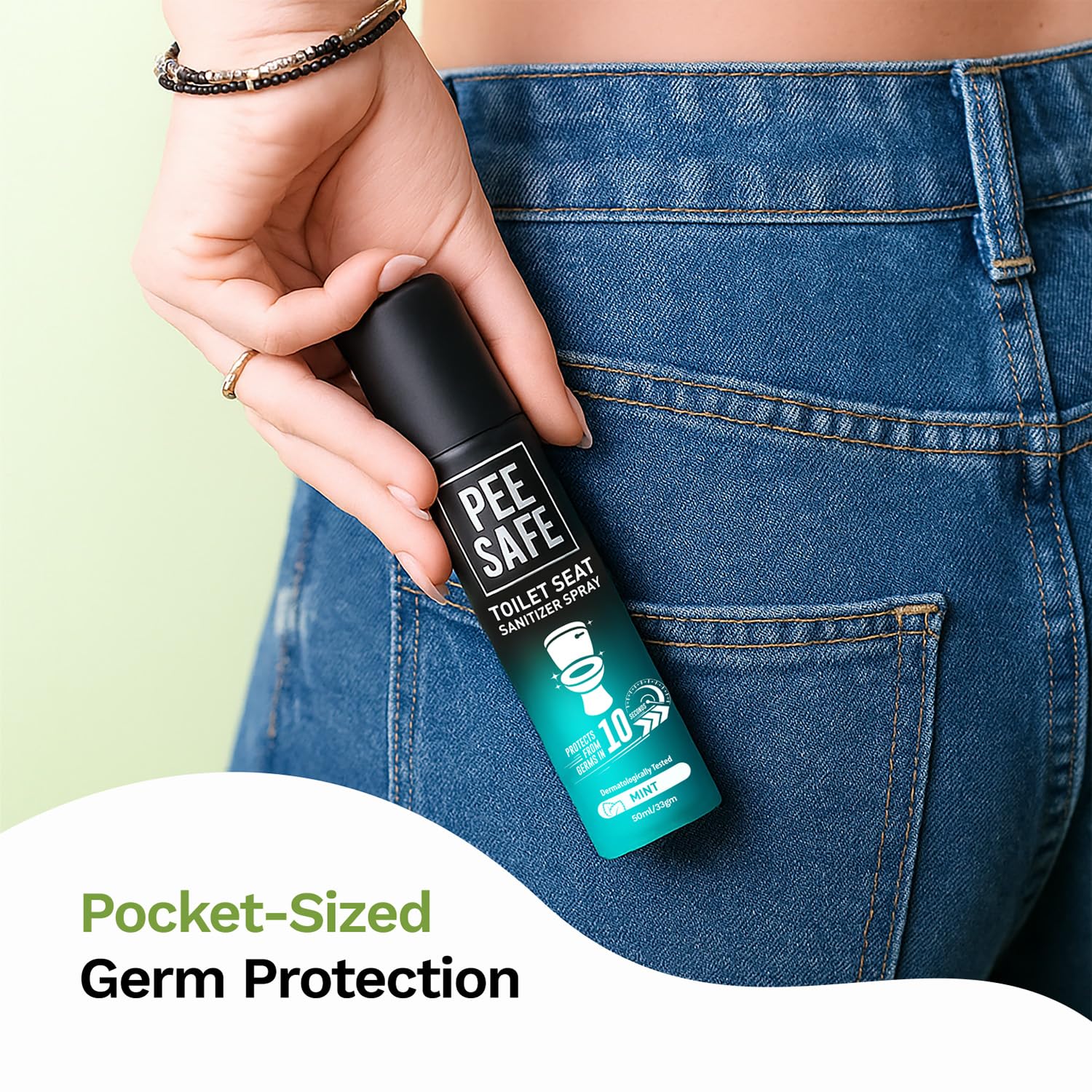 Pee Safe Toilet Seat Sanitizer Spray | Mint 50ml - Reduces Risk of UTI