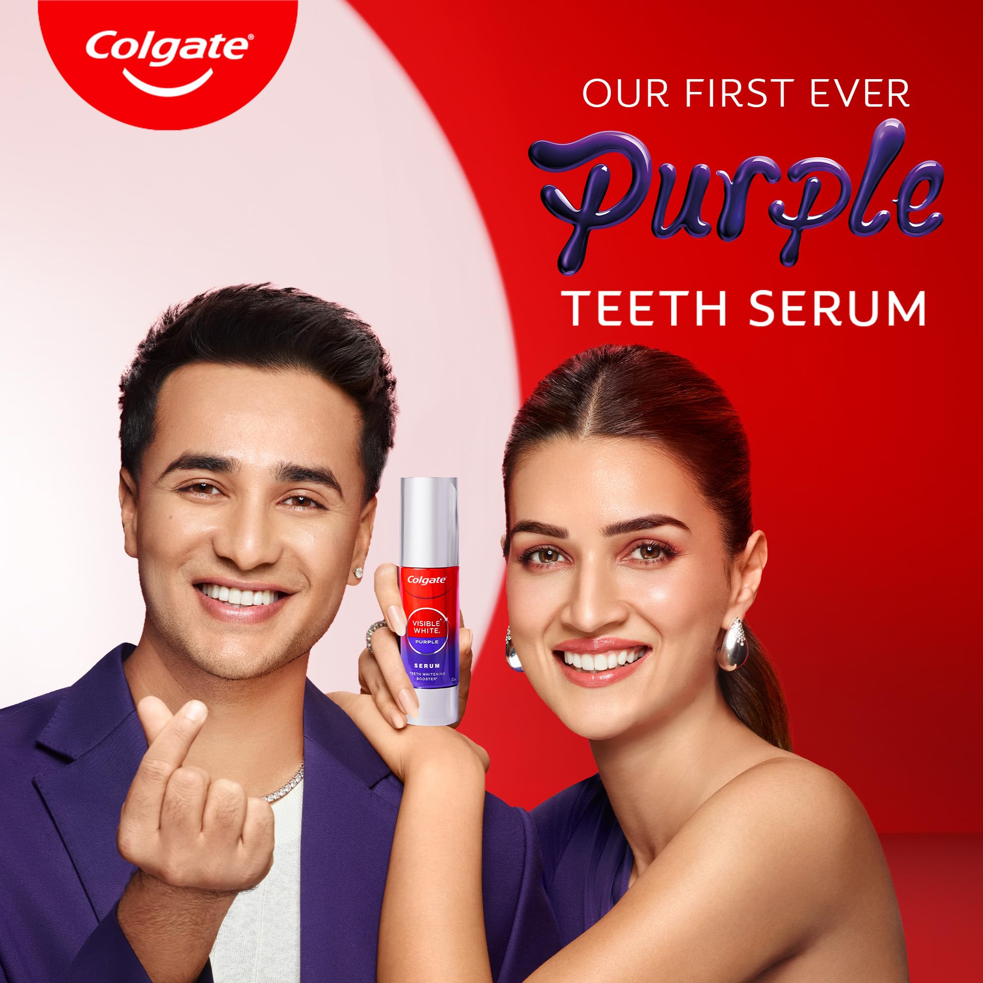 Colgate Visible White Purple Teeth Whitening Serum, 40ml – Mint & Yuzu Flavour, Instant Brightening Purple Serum for Whiter Smiles