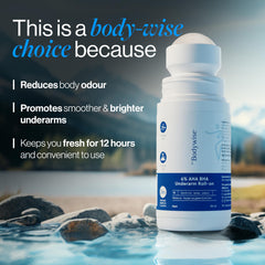 Be Bodywise 6% Aha Bha Underarm Roll On 50ml | 4% Lactic Acid, 1% Mandelic Acid, 1% Salicylic Acid | Controls Odour & Reduces Pigmentation for even tone skin | 0% Alcohol & 0% Aluminium | Aqua Fragrance