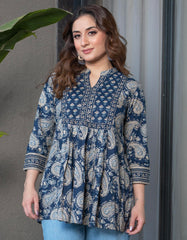 Arayna Women's Pure Cotton Paisley Printed Tunic Top – Comfortable Everyday Wear