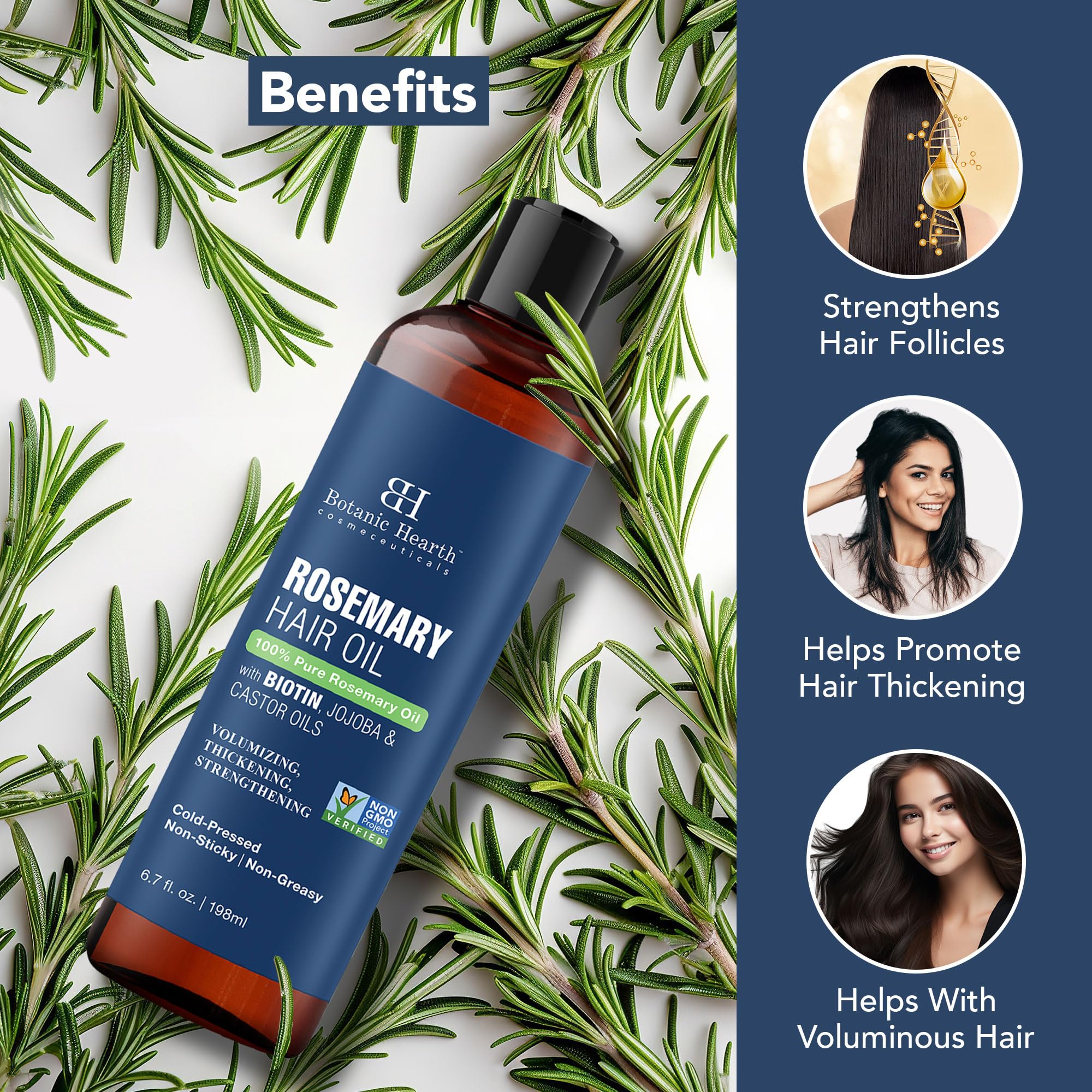 Botanic Hearth Rosemary Oil for Hair Growth | Anti Hair Fall & Hair Strengthening Oil | Promotes Thicker, Healthier Hair | 100% Pure | 198 ml